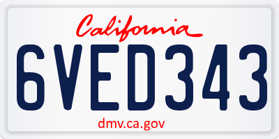 CA license plate 6VED343