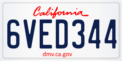 CA license plate 6VED344
