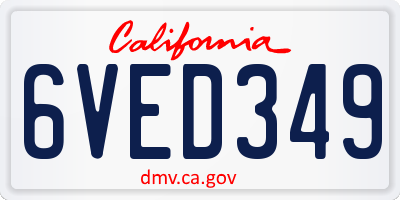 CA license plate 6VED349