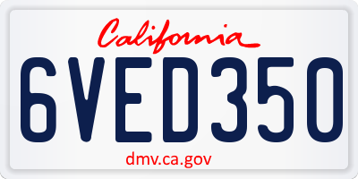 CA license plate 6VED350