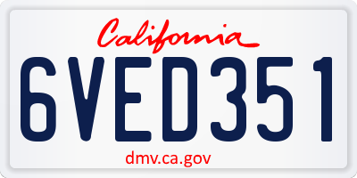 CA license plate 6VED351