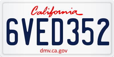 CA license plate 6VED352