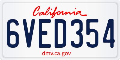 CA license plate 6VED354