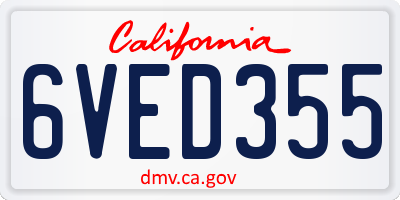 CA license plate 6VED355