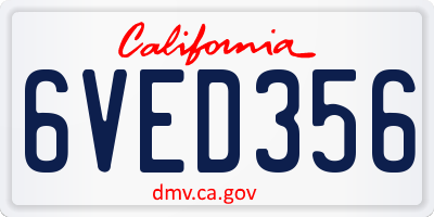 CA license plate 6VED356