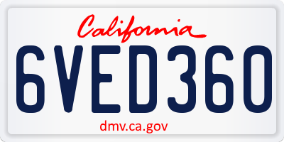 CA license plate 6VED360