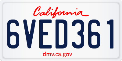 CA license plate 6VED361