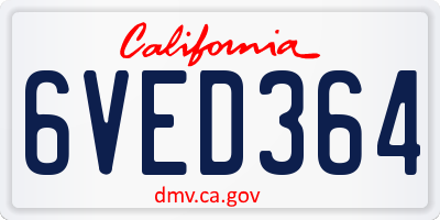 CA license plate 6VED364
