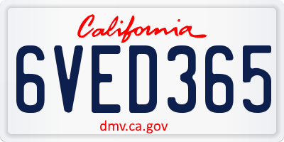CA license plate 6VED365