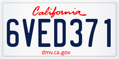 CA license plate 6VED371
