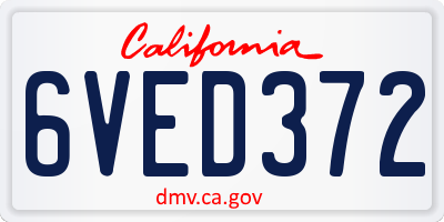 CA license plate 6VED372