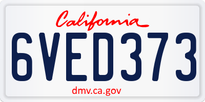 CA license plate 6VED373