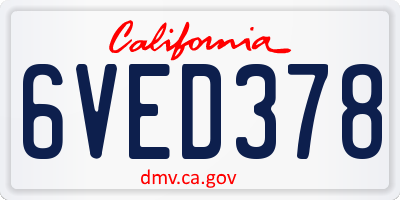 CA license plate 6VED378
