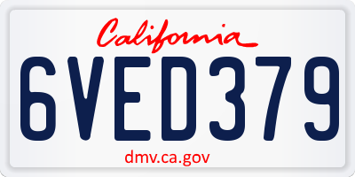 CA license plate 6VED379