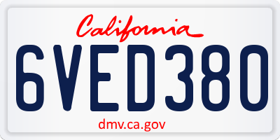 CA license plate 6VED380