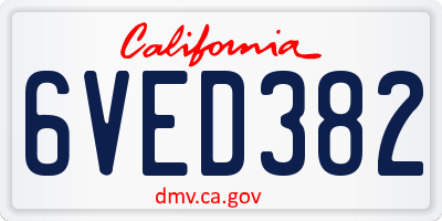 CA license plate 6VED382