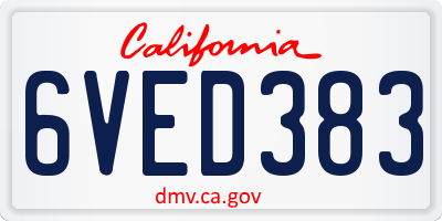CA license plate 6VED383