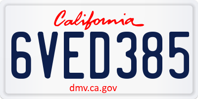 CA license plate 6VED385