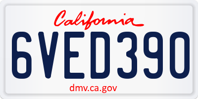 CA license plate 6VED390
