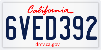 CA license plate 6VED392