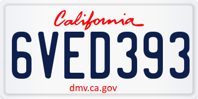 CA license plate 6VED393
