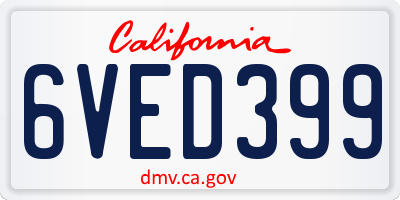 CA license plate 6VED399