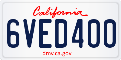 CA license plate 6VED400