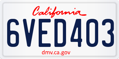 CA license plate 6VED403