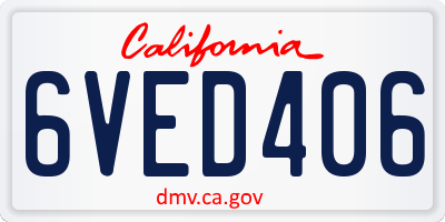 CA license plate 6VED406