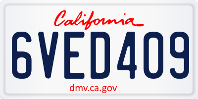 CA license plate 6VED409