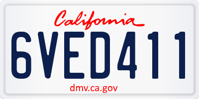 CA license plate 6VED411