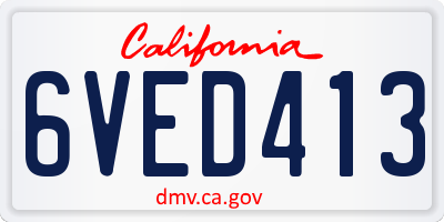 CA license plate 6VED413