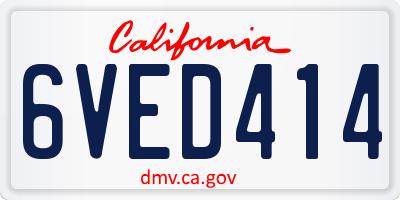 CA license plate 6VED414
