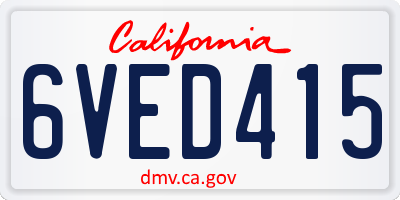 CA license plate 6VED415