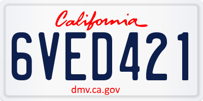 CA license plate 6VED421