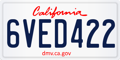 CA license plate 6VED422