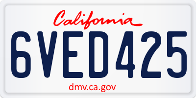 CA license plate 6VED425