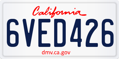 CA license plate 6VED426