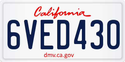 CA license plate 6VED430