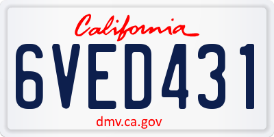 CA license plate 6VED431