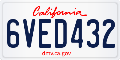 CA license plate 6VED432