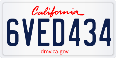 CA license plate 6VED434