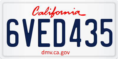 CA license plate 6VED435