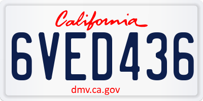 CA license plate 6VED436
