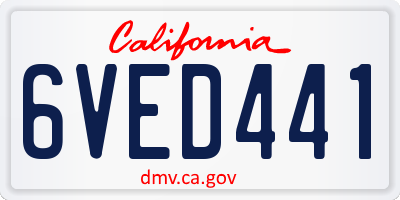 CA license plate 6VED441