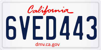 CA license plate 6VED443