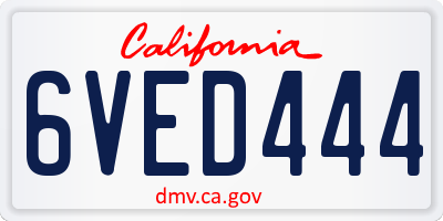 CA license plate 6VED444