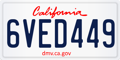 CA license plate 6VED449