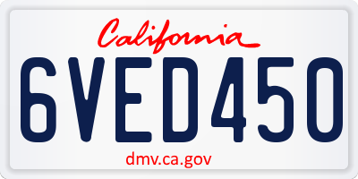 CA license plate 6VED450