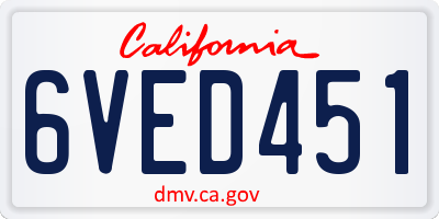 CA license plate 6VED451